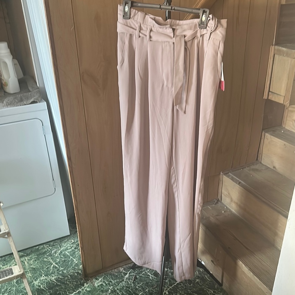Shoe Dazzle Pink High-Waisted Trousers with Tie Detail